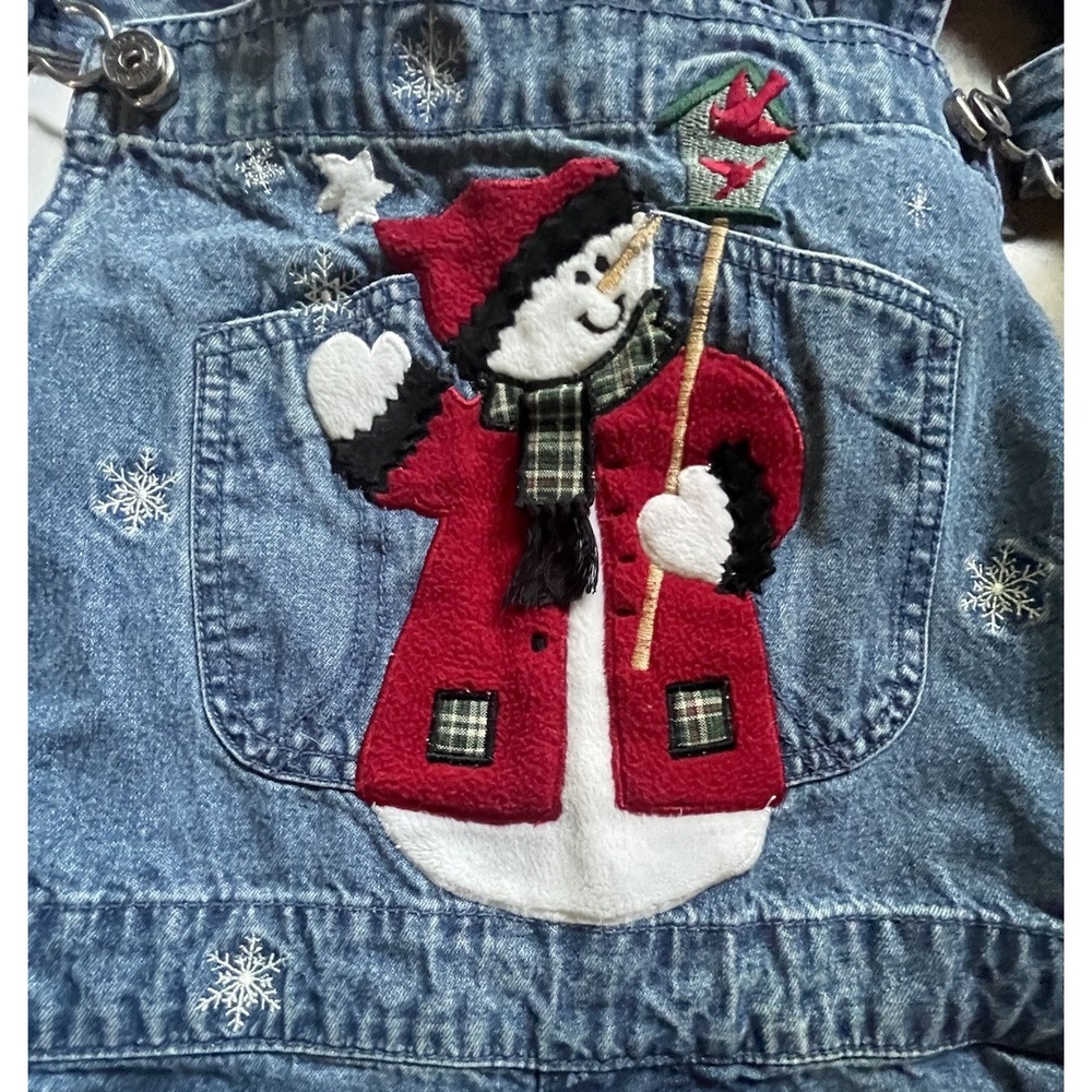 Christopher Banks Embroidered Women X-LARGE Snowman Snowflakes Bibs Vintage 90s